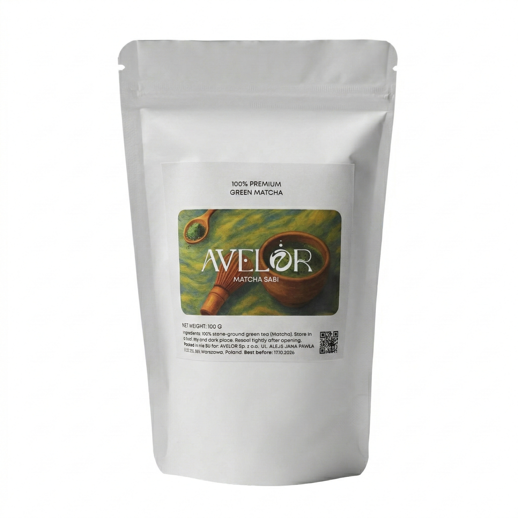 Avelor Sabi Ceremonial Matcha Green Tea Powder, 100% Natural, 100g.