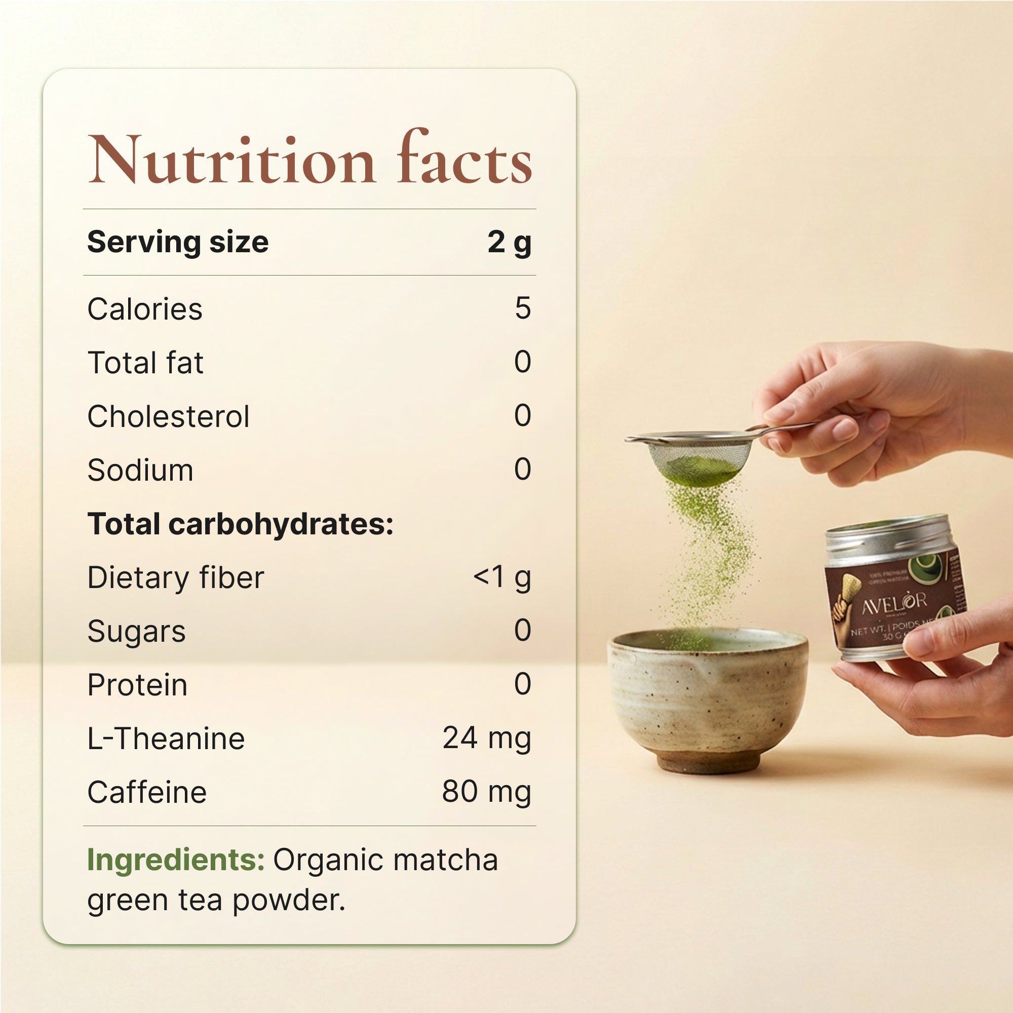 Avelor IKI Premium Ceremonial Matcha Green Tea Powder, 30g Tin